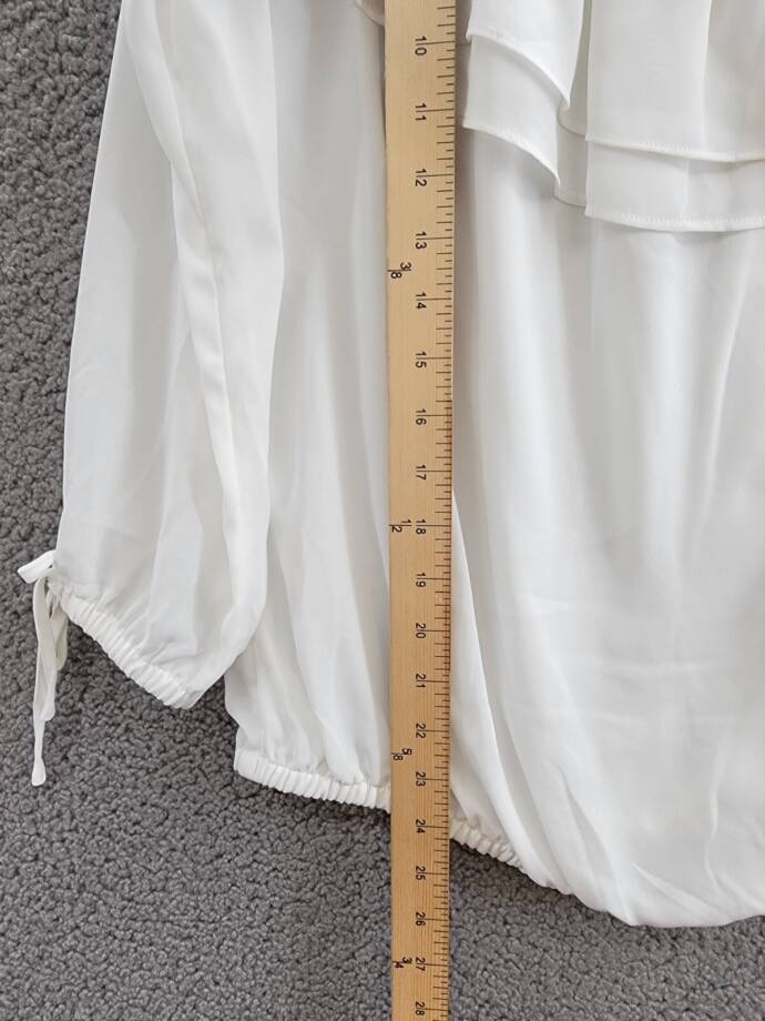 MICHAEL Michael Kors Ruffled Off-the-Shoulder Peasant Top Women's S White L/S