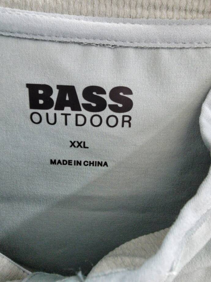 BASS OUTDOOR Full Zip Trail Jacket Men's XXL Silver Blue Side Pocket Long Sleeve