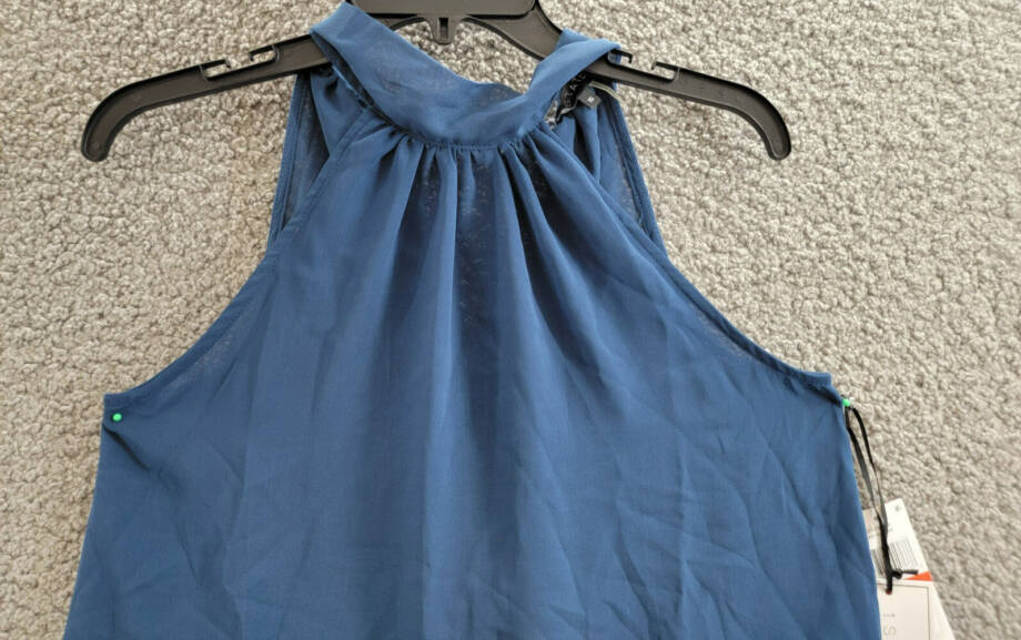 1.STATE Sleeveless Gathered Halter Tie Back Blouse Womens XS Tidal Navy Pullover