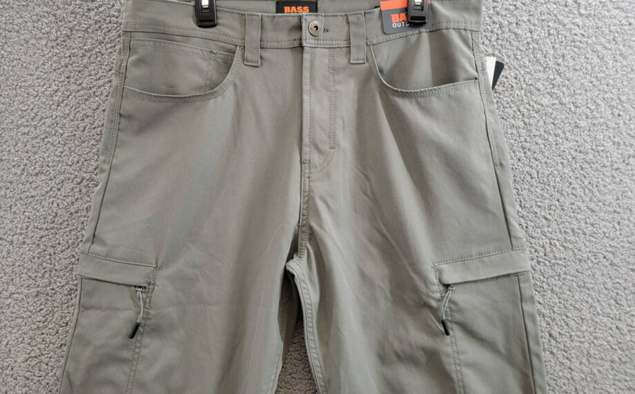 BASS OUTDOOR Essential Tech Cargo Pants Men's 36 Castor Gray Button Zip Closure