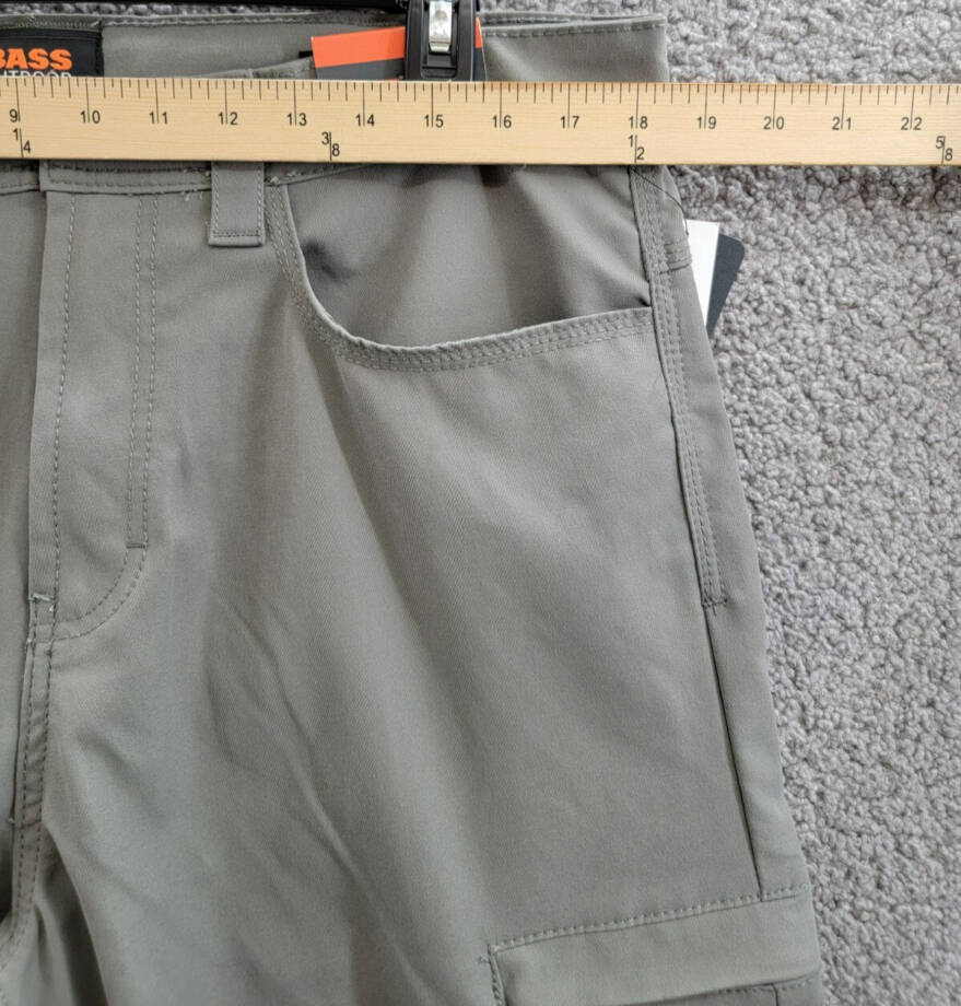 BASS OUTDOOR Essential Tech Cargo Pants Men's 36 Castor Gray Button Zip Closure