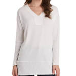 Vince Camuto V-Neck Drop-Shoulder Tunic Top Women's XL New Ivory Pullover L/S
