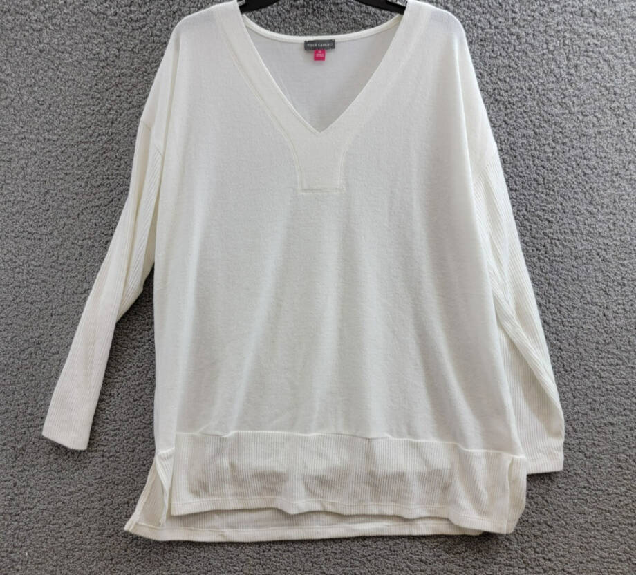 Vince Camuto V-Neck Drop-Shoulder Tunic Top Women's XL New Ivory Pullover L/S