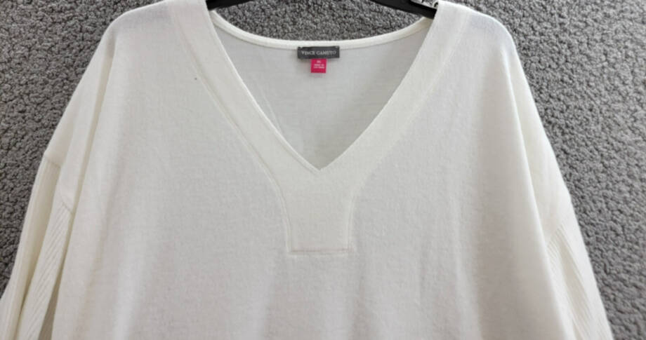 Vince Camuto V-Neck Drop-Shoulder Tunic Top Women's XL New Ivory Pullover L/S