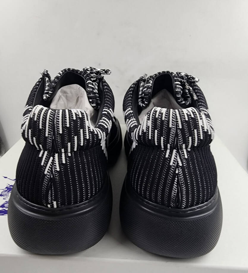 Burberry Creeper Check Woven Lace Up Shoes Men's 11US Black/White Round Toe