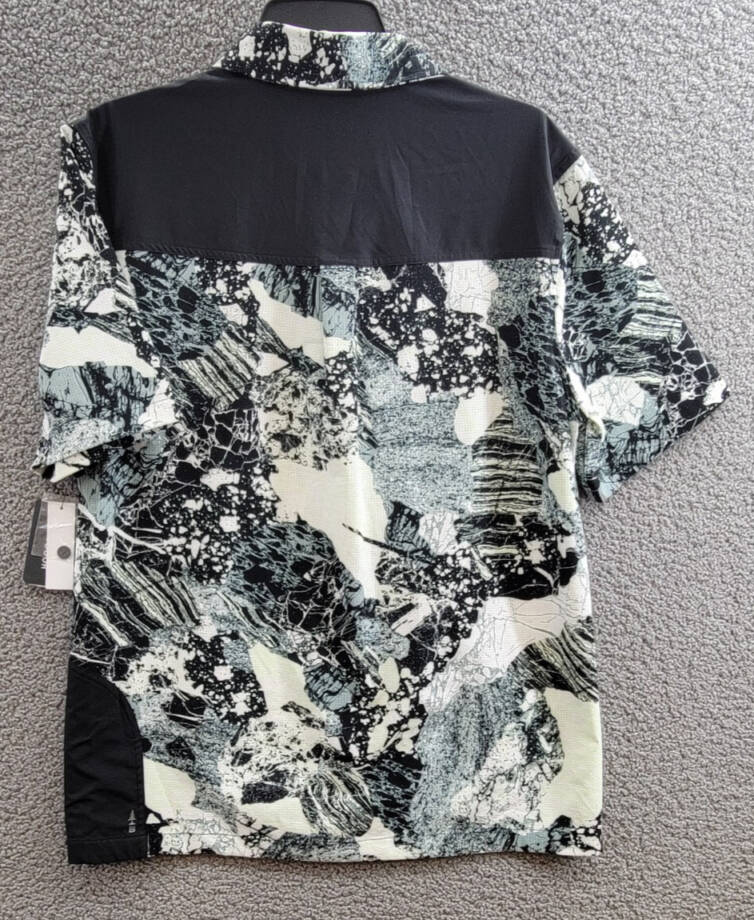 BASS OUTDOOR Trailer A.C. Shirt Men's S Black Beauty/Rock Camo Spread Collar S/S
