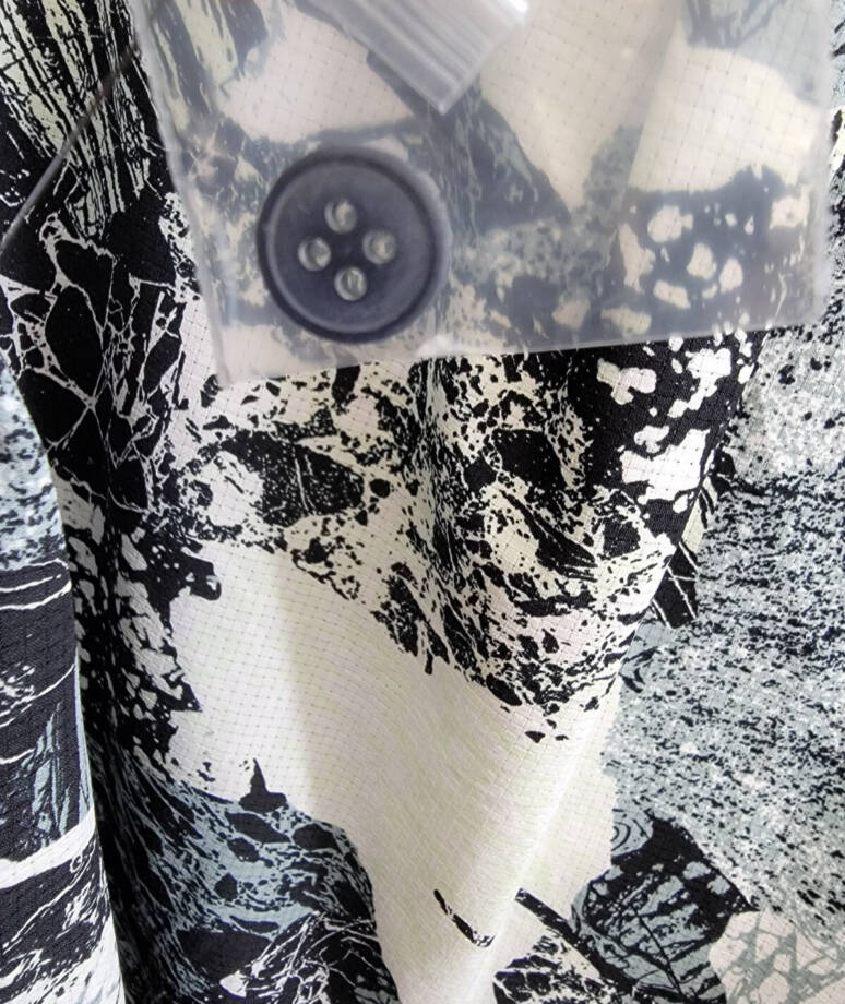 BASS OUTDOOR Trailer A.C. Shirt Men's S Black Beauty/Rock Camo Spread Collar S/S