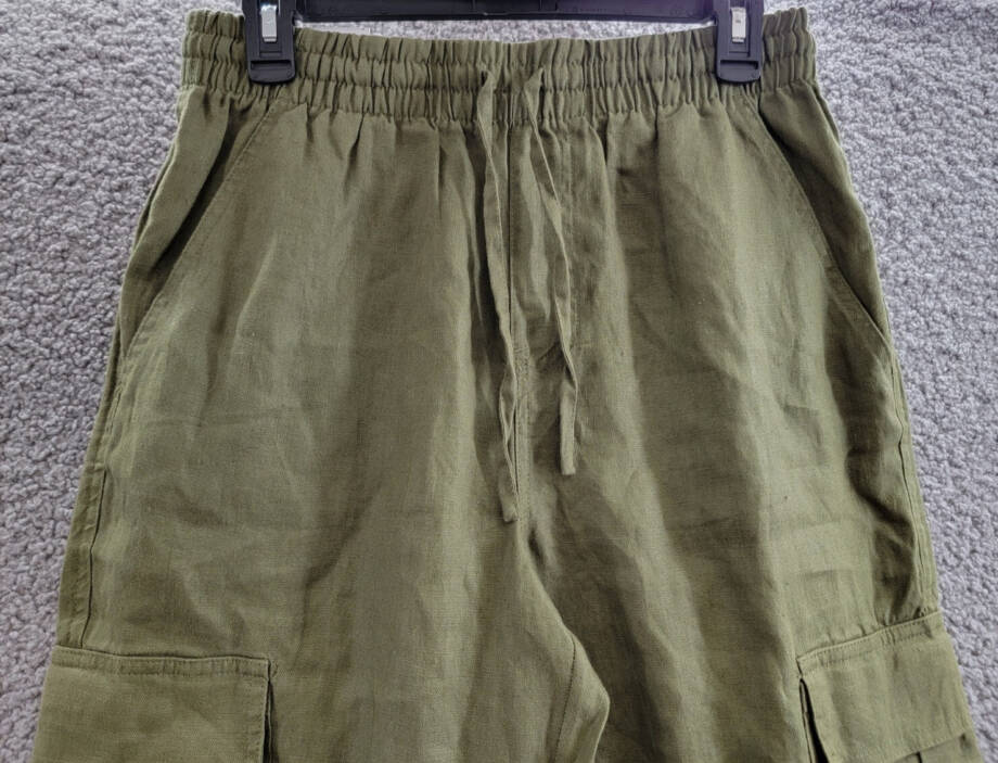 COTTON ON Cargo Linen Pants Men's S Fatigue Green Elasticized Drawstring Waist