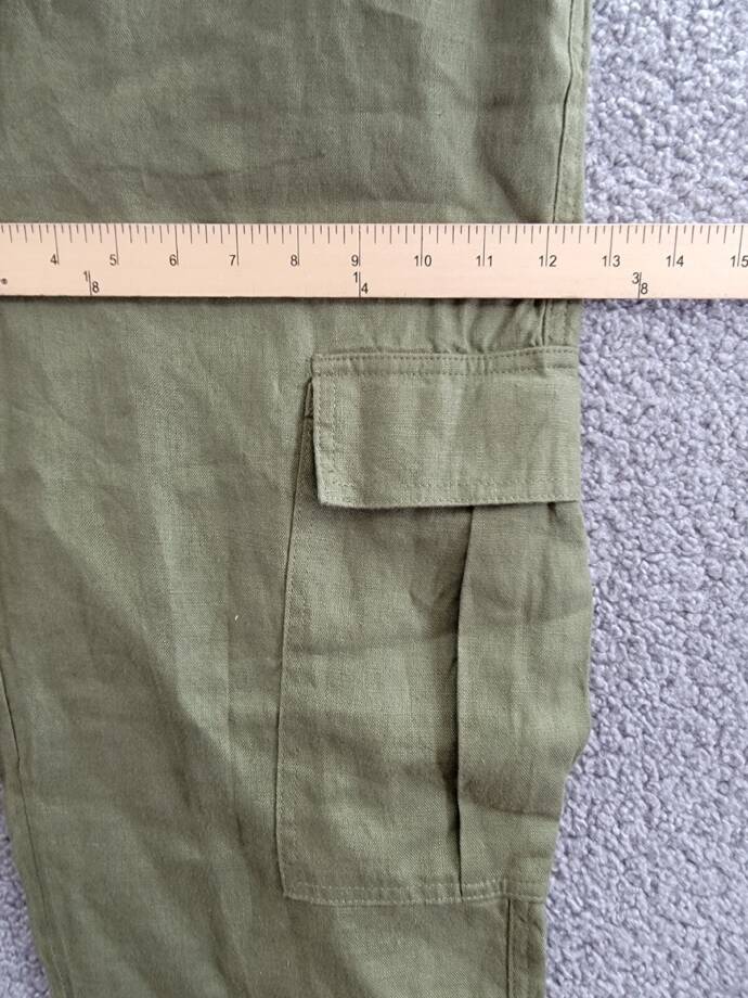 COTTON ON Cargo Linen Pants Men's S Fatigue Green Elasticized Drawstring Waist
