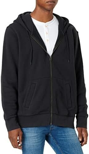 Dockers Regular Fit Sport Full Zip Hoodie Men's Black Side Pockets XXL