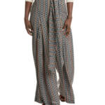 Gracia Boho Palazzo Pants Women's M Black Multi Printed Side Zip Hook & Eye