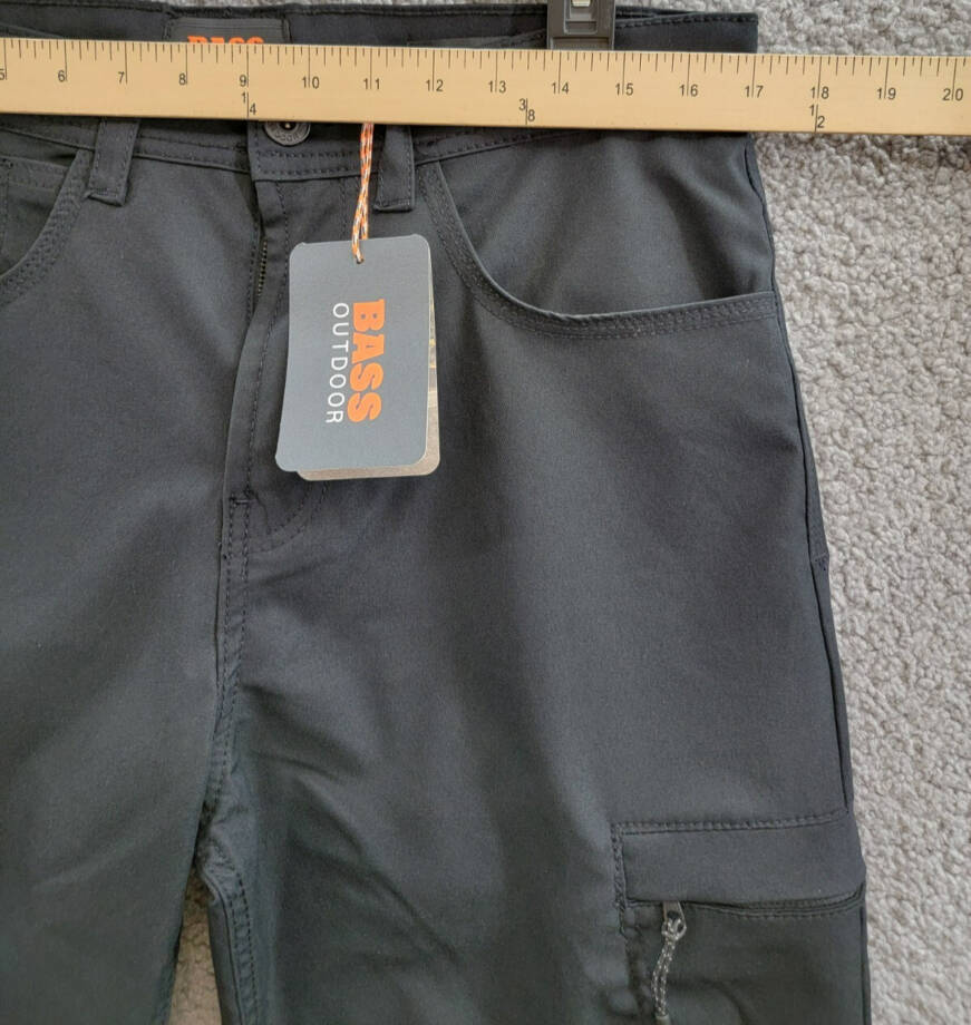 BASS OUTDOOR Essential Tech Cargo Pants Men's 32 Black Zipped Pockets Button Zip