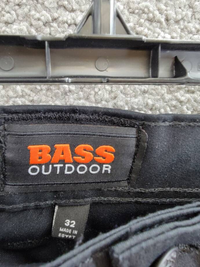 BASS OUTDOOR Essential Tech Cargo Pants Men's 32 Black Zipped Pockets Button Zip
