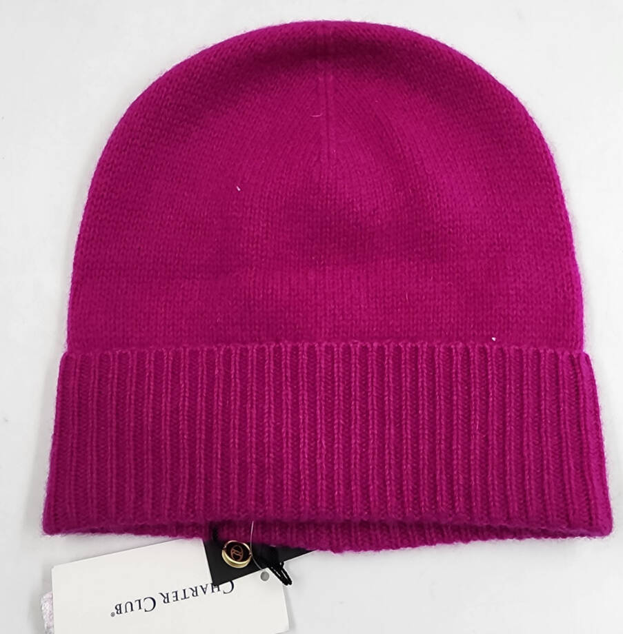 Charter Club Cashmere Cuffed Beanie Women's One Size Fuchsia
