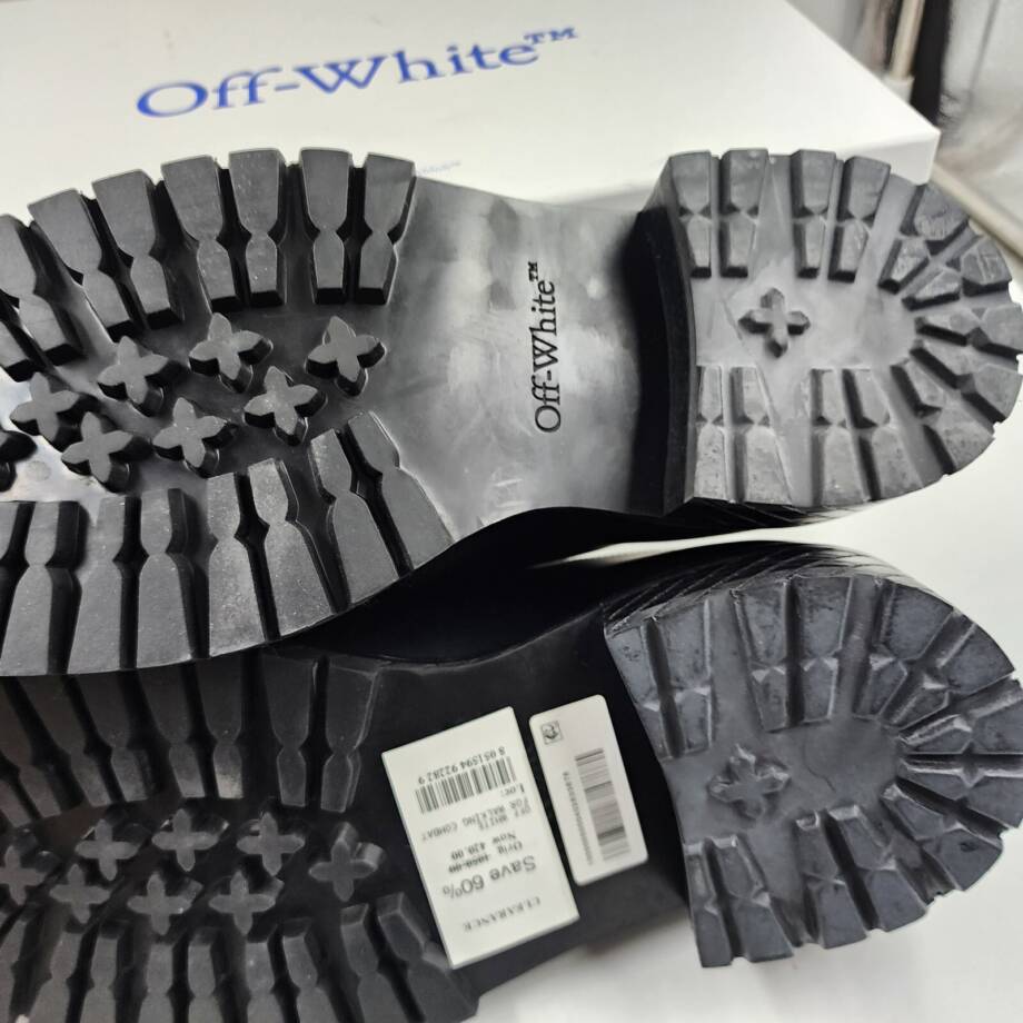 Off-White For Walking Leather Dress Shoes Men's 9US Black Round Toe Lace Up