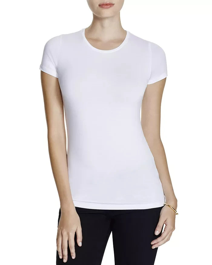 Majestic Filatures Crewneck Tee Women's 3 Blanc Solid Short Sleeve Pullover