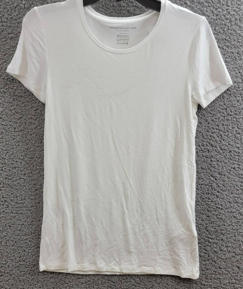 Majestic Filatures Crewneck Tee Women's 3 Blanc Solid Short Sleeve Pullover