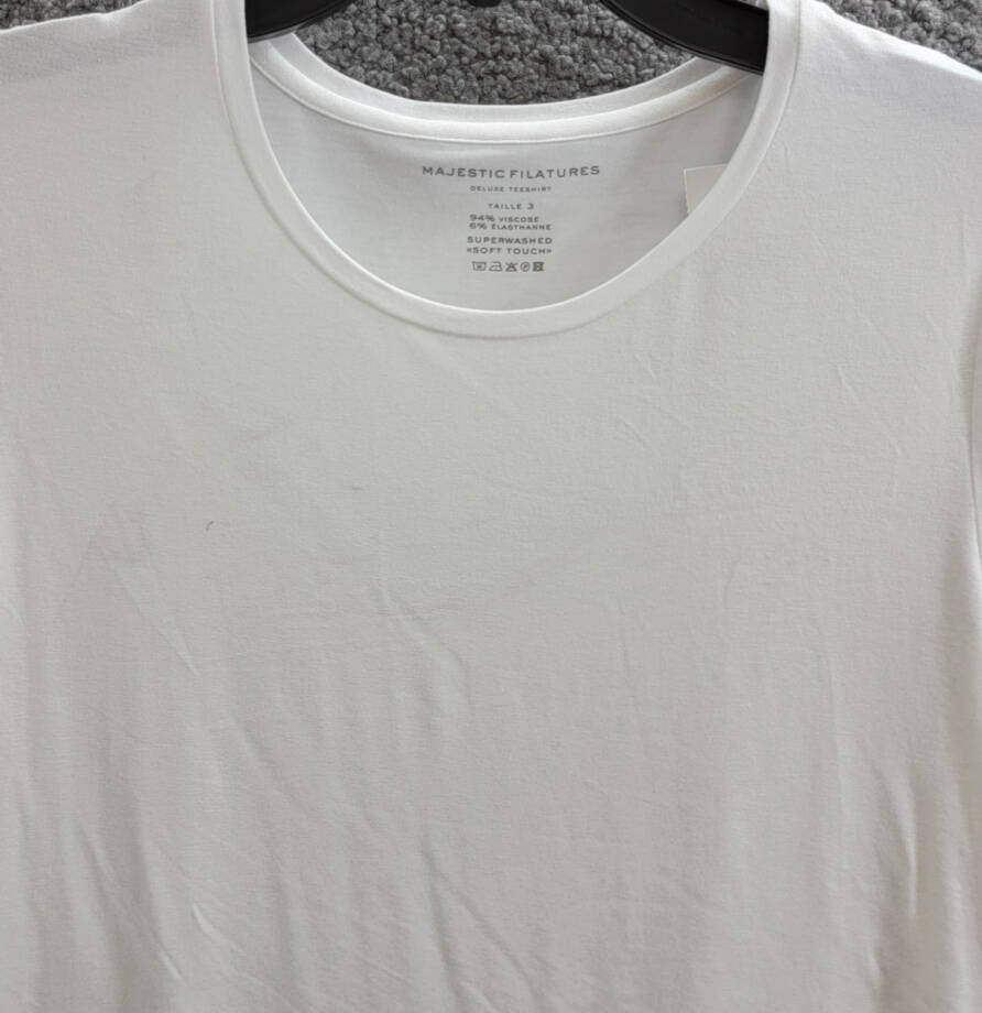 Majestic Filatures Crewneck Tee Women's 3 Blanc Solid Short Sleeve Pullover