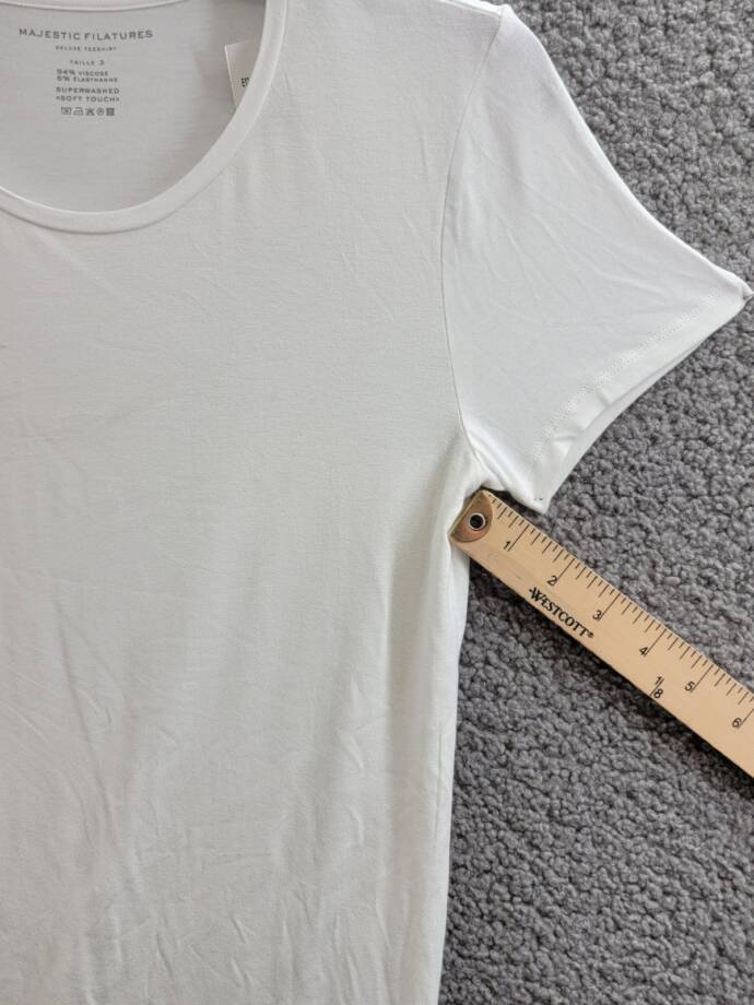 Majestic Filatures Crewneck Tee Women's 3 Blanc Solid Short Sleeve Pullover
