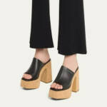 Stella McCartney Skyla Alter Eco Platform Sandals Women's 35/5US Black Slip On