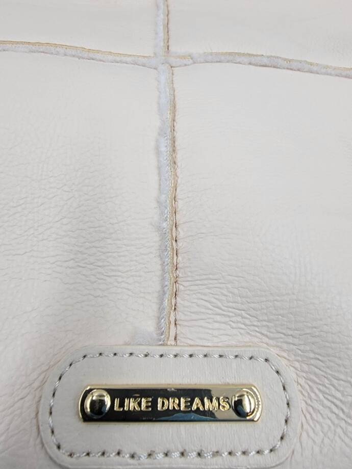 LIKE DREAMS Sherpa Tote Bag Women's Ivory Double Handle Hook Closure