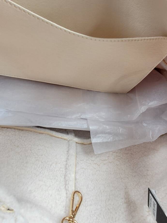 LIKE DREAMS Sherpa Tote Bag Women's Ivory Double Handle Hook Closure
