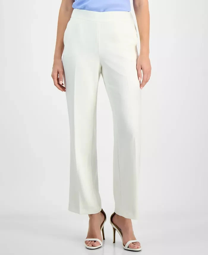 Kasper Stretch Crepe Pull-On Pants Women's XL Vanilla Ice Solid Elastic Waist