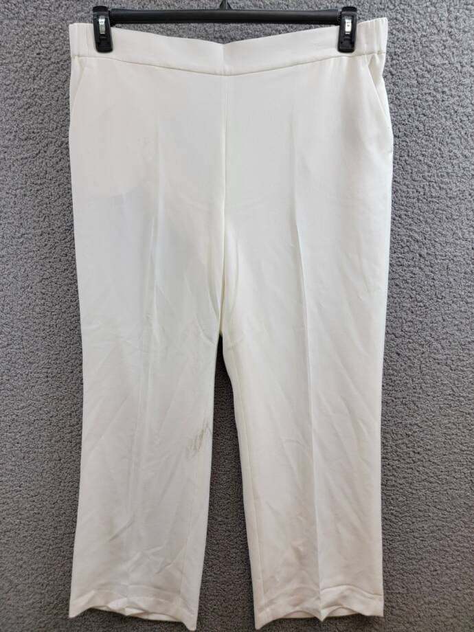 Kasper Stretch Crepe Pull-On Pants Women's XL Vanilla Ice Solid Elastic Waist