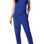 Columbia Anytime Tank Jumpsuit Women's M Dark Sapphire Scoop Neck Drawstring