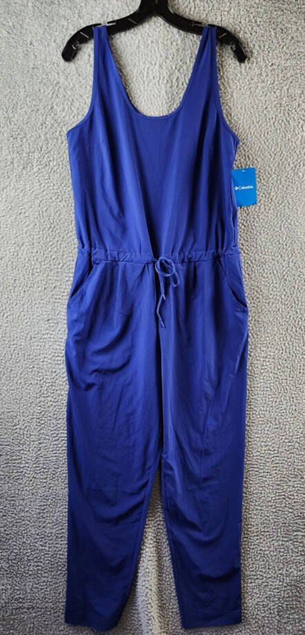 Columbia Anytime Tank Jumpsuit Women's M Dark Sapphire Scoop Neck Drawstring