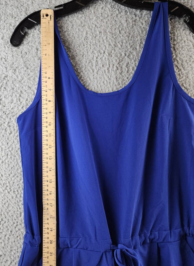 Columbia Anytime Tank Jumpsuit Women's M Dark Sapphire Scoop Neck Drawstring
