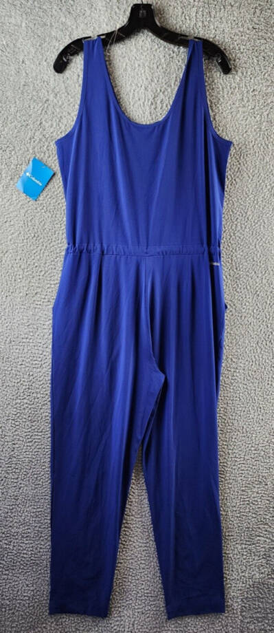 Columbia Anytime Tank Jumpsuit Women's M Dark Sapphire Scoop Neck Drawstring
