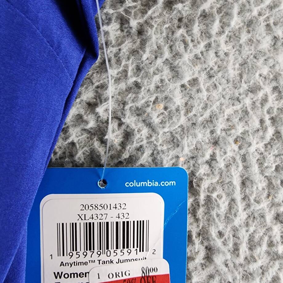 Columbia Anytime Tank Jumpsuit Women's M Dark Sapphire Scoop Neck Drawstring