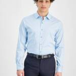 Alfani Slim-Fit Temperature Regulating Dress Shirt Men's M 15-15.5 32-33 Lt Blue