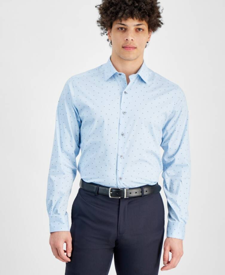 Alfani Slim-Fit Temperature Regulating Dress Shirt Men's M 15-15.5 32-33 Lt Blue