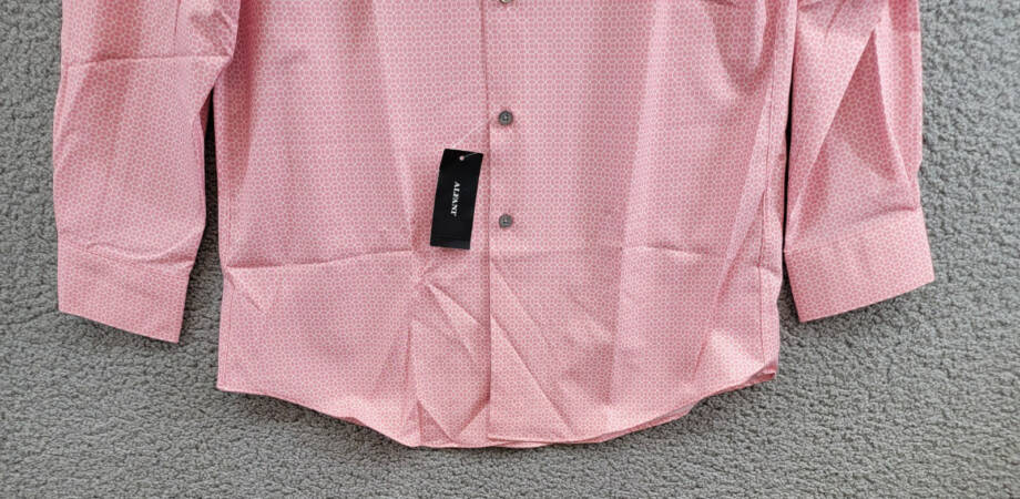 Alfani Slim-Fit 4-Way Stretch Medallion Dress Shirt Men's 15-15.5 32-33 Pink L/S