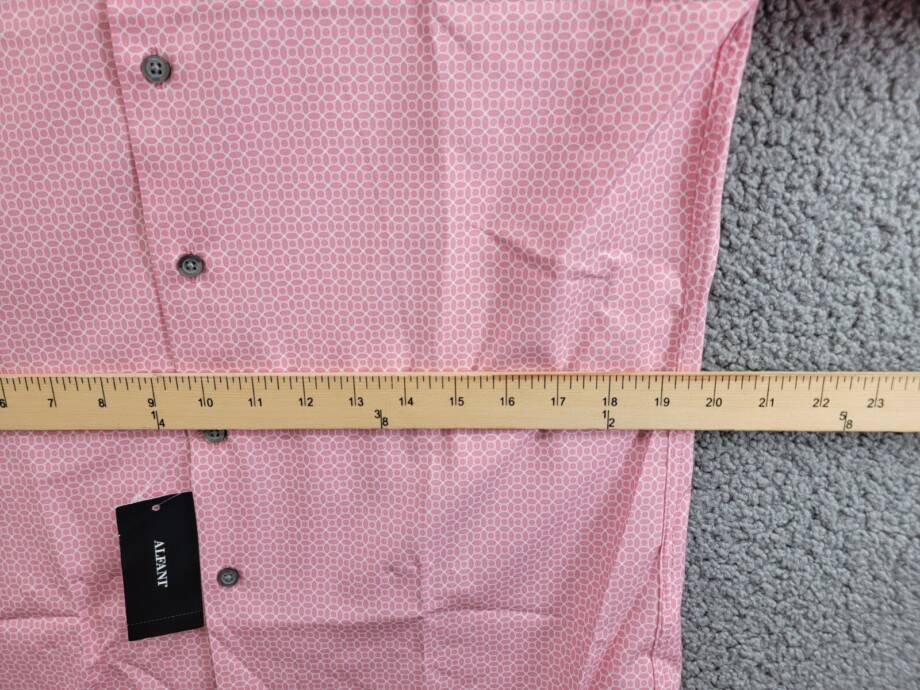 Alfani Slim-Fit 4-Way Stretch Medallion Dress Shirt Men's 15-15.5 32-33 Pink L/S
