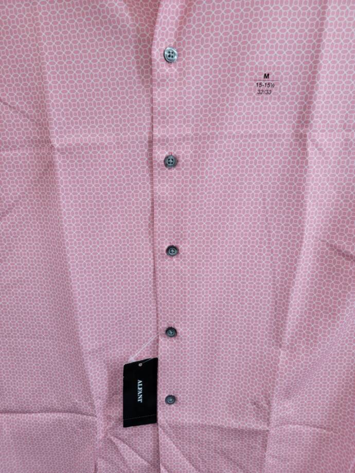 Alfani Slim-Fit 4-Way Stretch Medallion Dress Shirt Men's 15-15.5 32-33 Pink L/S