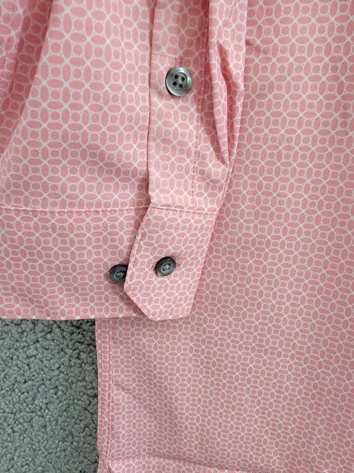 Alfani Slim-Fit 4-Way Stretch Medallion Dress Shirt Men's 15-15.5 32-33 Pink L/S