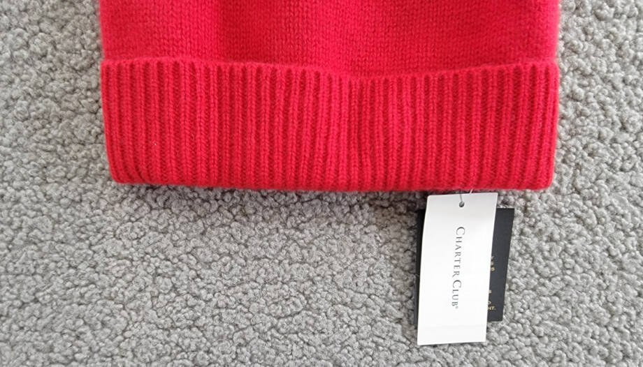 Charter Club 100% Cashmere Cuffed Beanie Women's One Size Red Polish