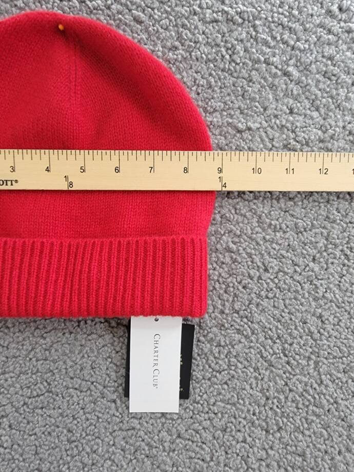 Charter Club 100% Cashmere Cuffed Beanie Women's One Size Red Polish