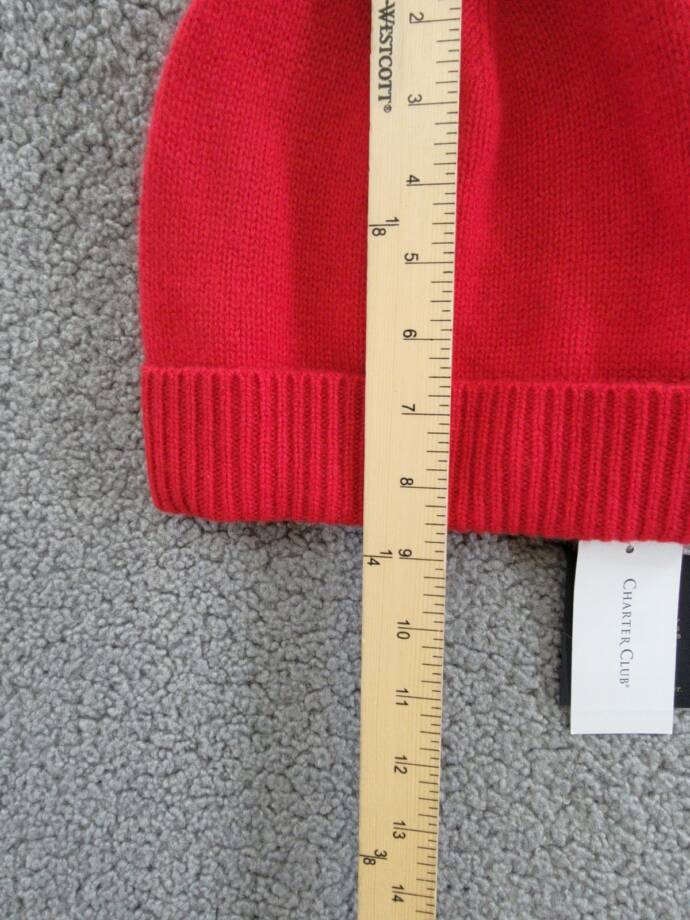 Charter Club 100% Cashmere Cuffed Beanie Women's One Size Red Polish
