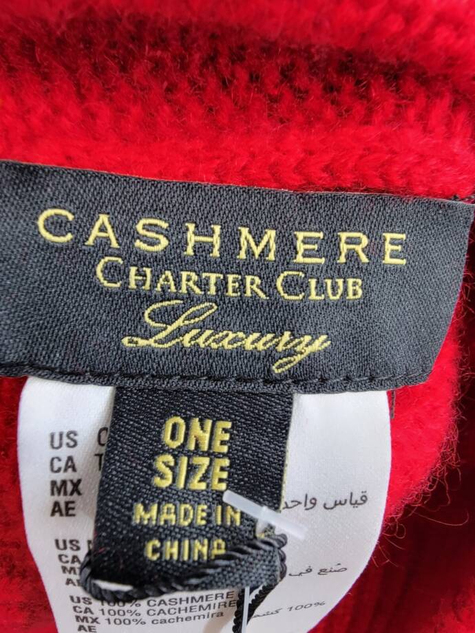 Charter Club 100% Cashmere Cuffed Beanie Women's One Size Red Polish
