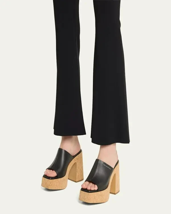 Stella McCartney Skyla Alter Eco Platform Sandals Womens 38.5/8.5US Black SlipOn