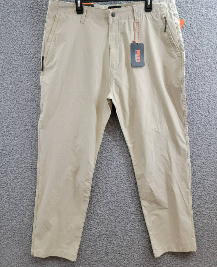 BASS OUTDOOR Straight-Fit Traveler Pants Men's 40 Trench Coat Button Zip Closure