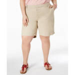 Tommy Hilfiger Plus Size Hollywood Bermuda Shorts Women's 14W Khaki Belt Loops~