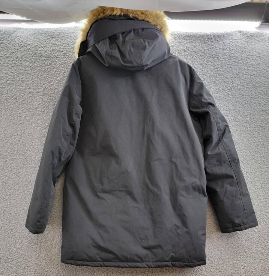 Club Room Parka W/ Faux Fur-Hood Jacket Mens Black Zip & Snap Closure SM