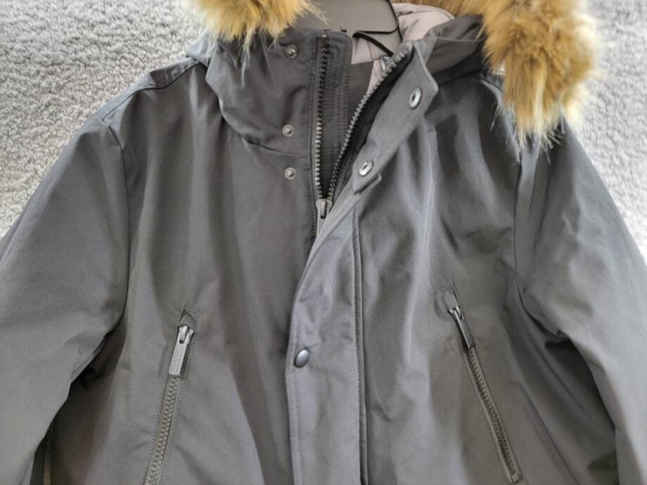 Club Room Parka W/ Faux Fur-Hood Jacket Mens Black Zip & Snap Closure SM