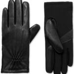 Isotoner Signature Stretch Leather Touchscreen Gloves Women's L/XL Black