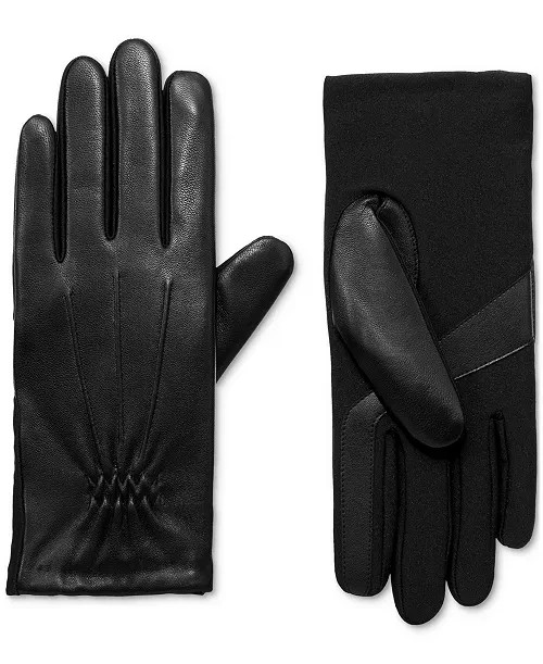 Isotoner Signature Stretch Leather Touchscreen Gloves Women's L/XL Black